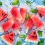 Photo of watermelon popsicles and watermelon on ice from "Red Watermelon Rush Popsicle" recipe by Green Smoothie Girl