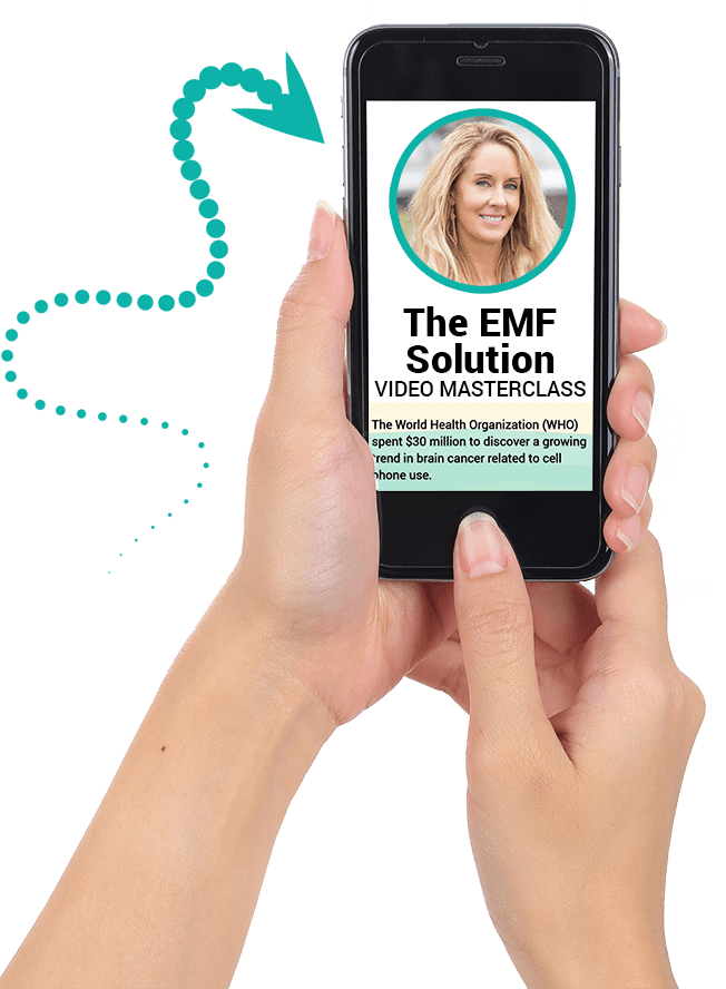 iphone with text "The EMF Solution"