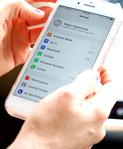 iphone-app showing phone settings