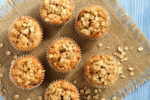 Image of muffins sitting on a burlap cloth, from "Top 11 Chia Health Benefits, and How I Use It Every Day" at Green Smoothie Girl