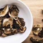 dried mushrooms in a white bowl