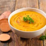 thai sweet potato soup in a bowl