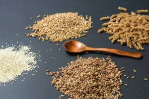 Photo of various ancient grains from "Wheat Is Good For You! (But Not How You’re Eating It)" at Green Smoothie Girl.