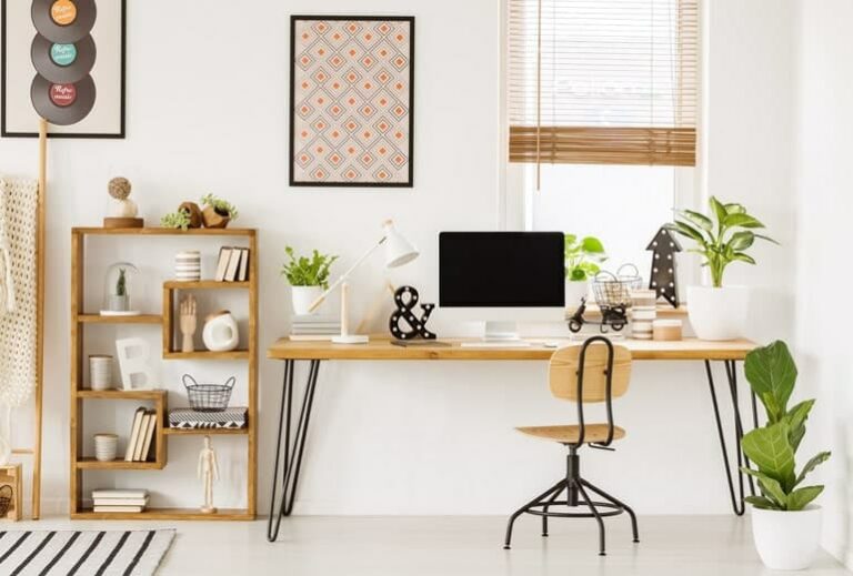 Photo of clean home office from "Reduce EMF exposure in your home" by Green Smoothie Girl