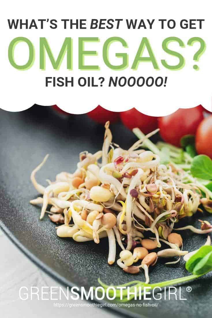 Photo of sprouted flax seed with post's text from "What’s The Best Way to Get Omegas? Fish Oil? Nooooo!" by Green Smoothie Girl