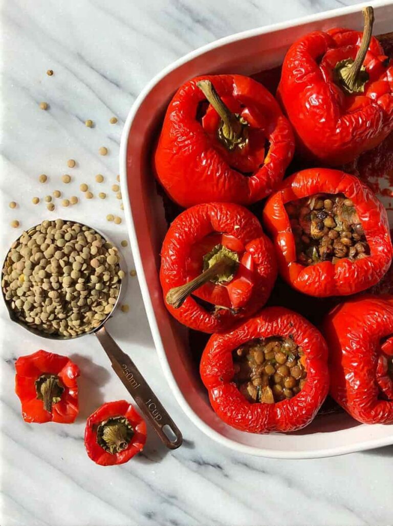 Photo of lentil-stuffed peppers from "Lentil-Stuffed Peppers" recipe by Green Smoothie Girl