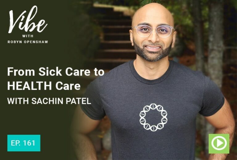 Photo of Sachin Patel smiling from "Ep. 161: From Sick Care to HEALTH Care with Sachin Patel" Vibe Podcast episode by Green Smoothie Girl