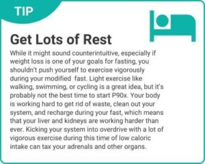 Graphic of tip "Get Lots Of Rest" from "3-Day Modified Fasting Eating Plan and Sample 3-Day Menu" by Green Smoothie Girl