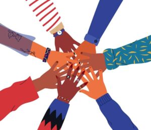 Graphic of diverse hands coming together as a team from "{VIDEO} Why Are You Afraid of Detoxing?" by Green Smoothie Girl