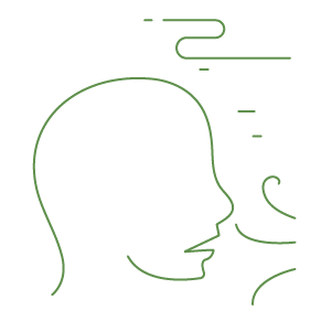 illustration of a persons head as they are breathing in air