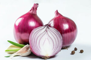 Red onion and garlic