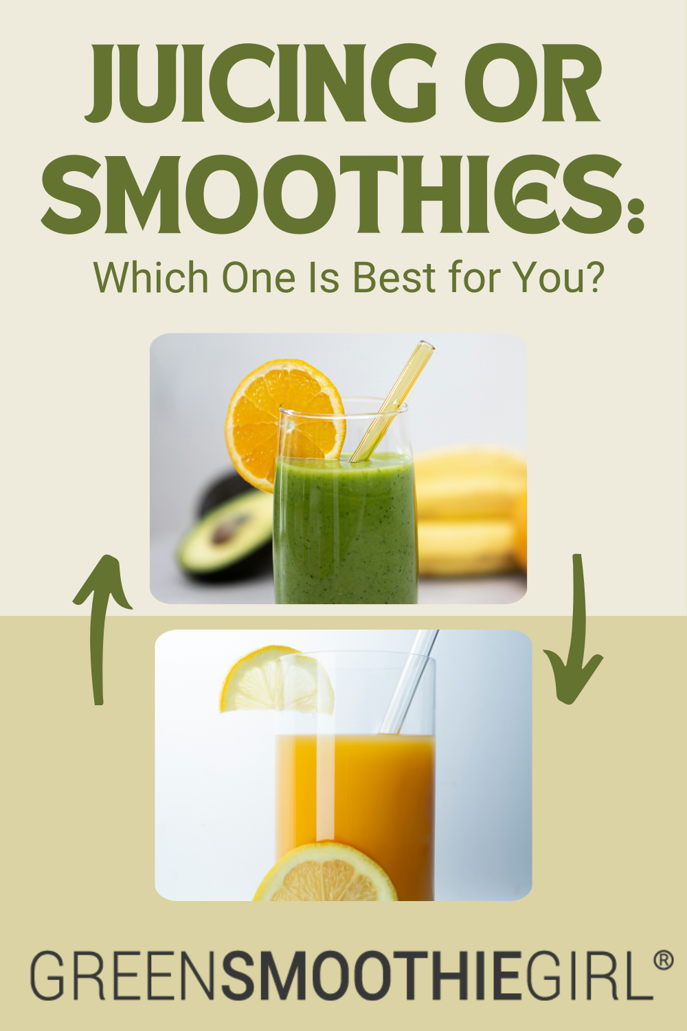 Juicing vs smoothies pin