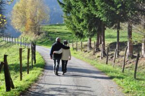 Picture of an older couple walking