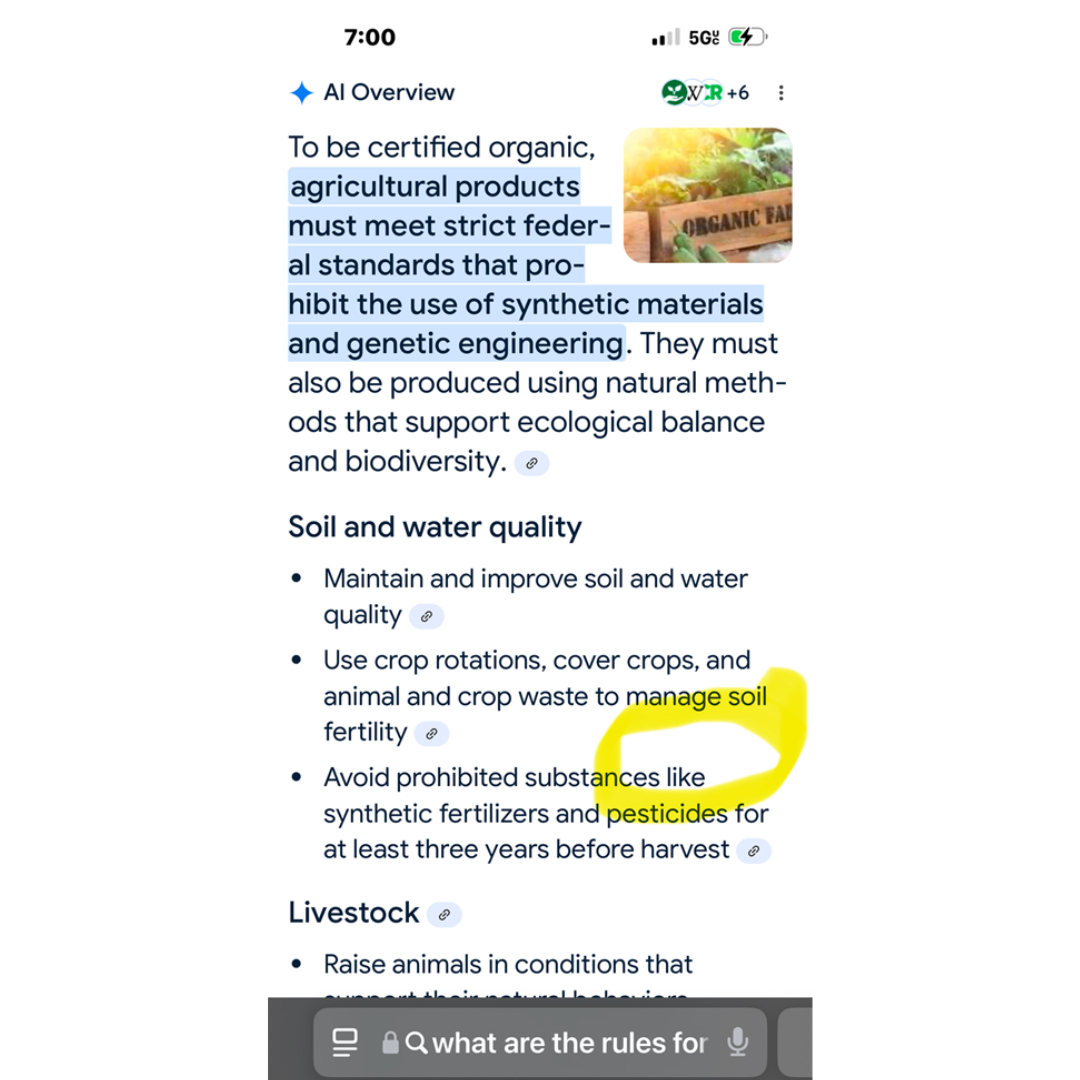 What does certified organic mean? Google search