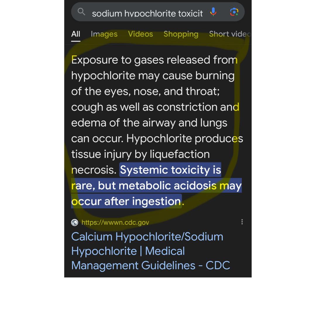 sodium hypochlorite toxicity