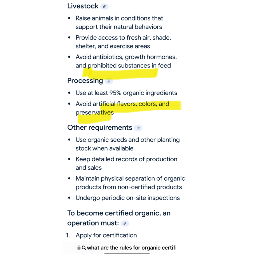 What are the rules for organic certification? Google search