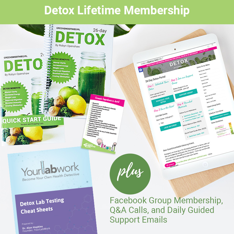 Detox Lifetime Membership, includes Facebook group membership, Q&A calls, and daily guided support emails.