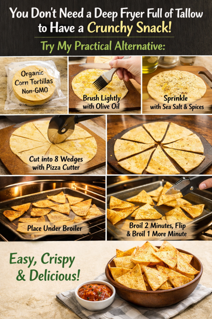 Homemade tortilla chips, step by step, not made with beef tallow