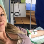Robyn at the clinic getting a transfusion